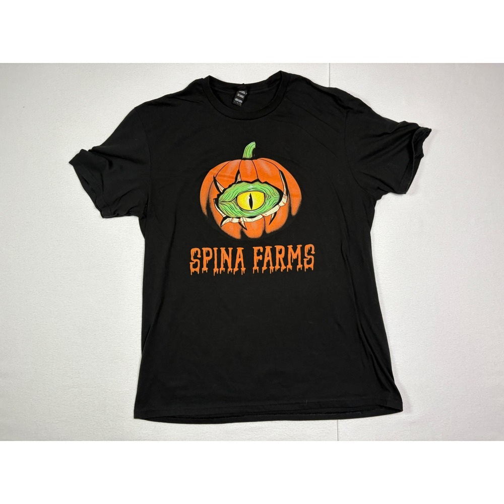 District Spina Farms Pumpkin Patch Graphic T-Shirt Black Large Halloween Eye